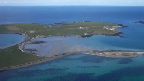 Aerial view of Papa Stronsay