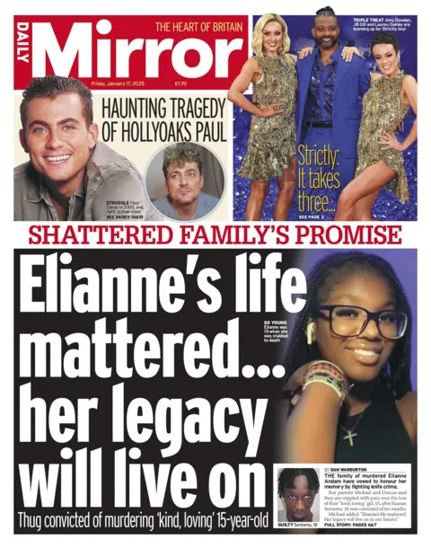 The headline on the front page of the Daily Mirror read: "Elyan's life matters... his legacy will live on"