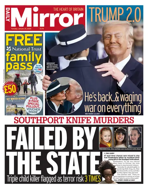 The headline in the mirror reads: "failed by the state", 