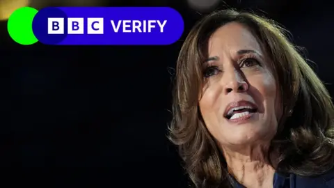 Getty Images Wakil Presiden AS Kamala Harris berpidato di Konvensi Nasional Demokrat pada bulan Agustus 2024