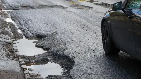 Pothole on road