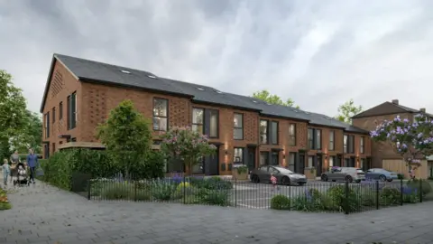 Jennings Design Associates An artist impression of new, affordable homes which will be built on the site of the former Lincoln Imp pub.