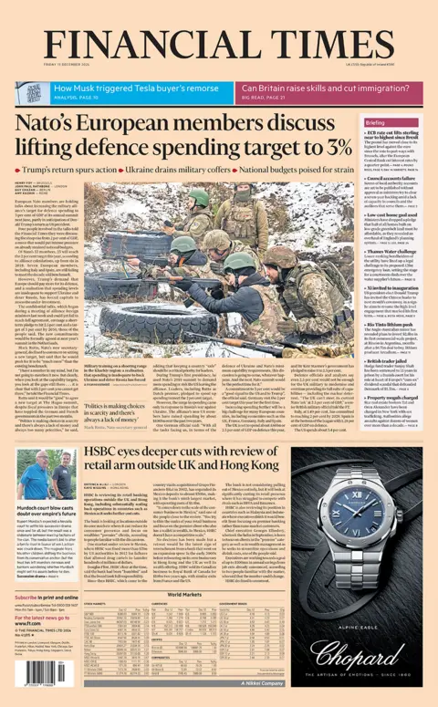  "Nato's European members discuss lifting defence spending target to 3%". 