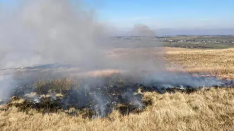 Shap fire station Smoke rising from the blaze at Ralfland Common, near Shap. 