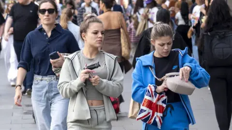 Getty Images Shoppers and visitors outside on Oxford Street on August 26, 2024 in London, United Kingdom