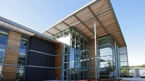 Welsh government The office in Aberystwyth, a three story building with a sloping roof