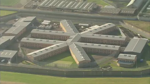 An aerial shot of the front of HMP Rye Hill