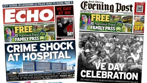 South Wales Echo and South Wales Evening Post front pages