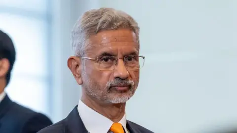 Dr S. Jaishankar looks on during a press statement. Polish Prime Minister Donald Tusk and Indian Prime Minister Narendra Modi held a joint press statement during Modi's official visit to Poland