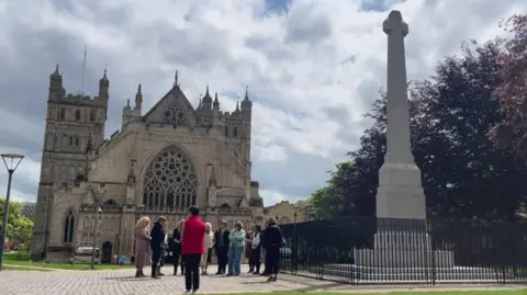 People stood outside the cathedral conducting a two minute silence.