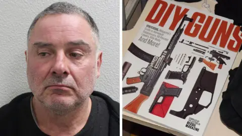 Police mugshot of McKenna and an image of a DIY guns guide found in his caravan