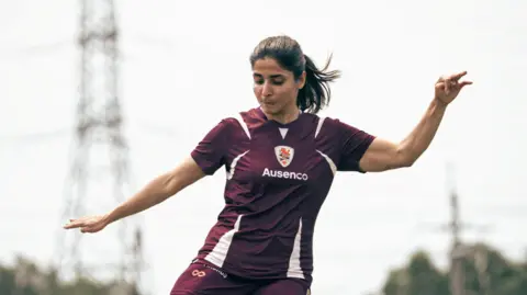 Brisbane Roar FC Iranian footballer Atefeh Ramezanisadeh training with Brisbane Roar FC