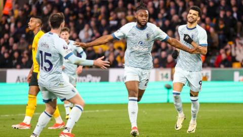 Antoine Semenyo celebrates scoring against Wolves