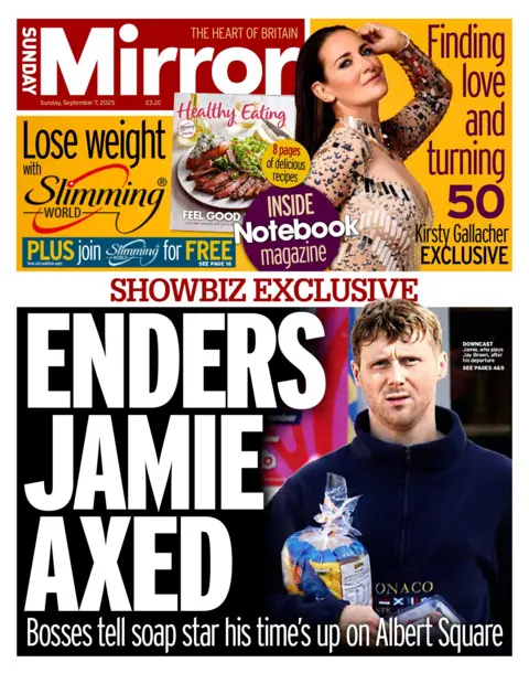 The headline on the front page of the Sunday Mirror reads: "Enders Jamie Axed".