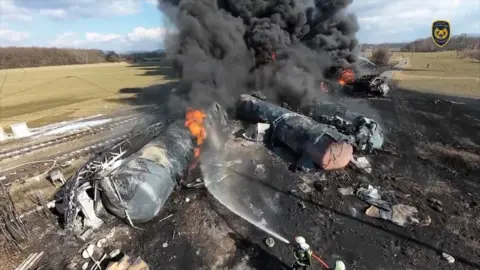 A train on fire in Czech Republic