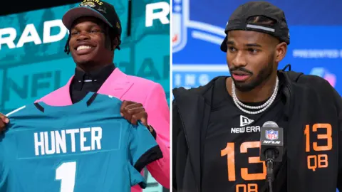 Travis Hunter and Shedeur Sanders at the 2025 NFL Draft