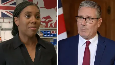 A composite image of Kemi Badenoch and Sir Keir Starmer