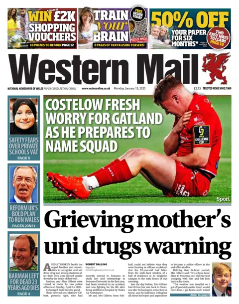 Western Mail The front page of the Western Mail