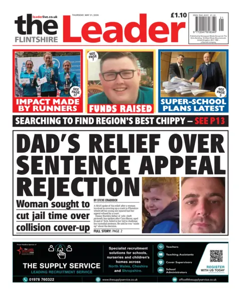 Flintshire Leader Flintshire Leader front page headline: Dad's relief over sentence appeal rejection