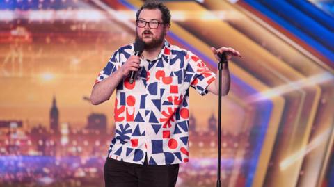 Alex Mitchell on stage at Britain's Got Talent auditions