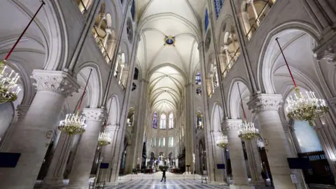 Getty Images This photograph shows the nave of Notre-Dame de Paris cathedral in Paris, on November 29, 2024.