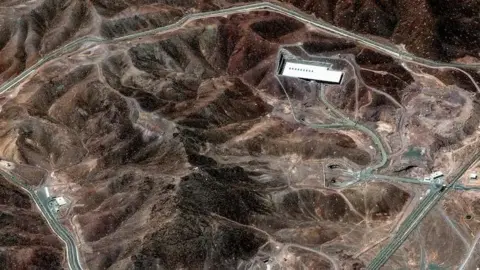 A satelite image of Fordo, one of three Iranian nuclear sites hit by Trump