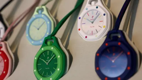 AP x Swatch pocket watches in a presentational box in a shop in Berlin