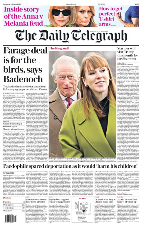 Daily Telegraph: Badenoch: Berurusan dengan Farage adalah untuk burung -burung