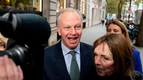 PA Media Nick Read, chief executive of Post Office Ltd, speaking to the media as he arrives to give evidence to the Post Office Horizon IT inquiry at Aldwych House, central London