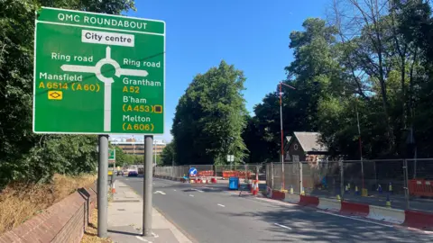 Roadworks along the A52 in Nottingham
