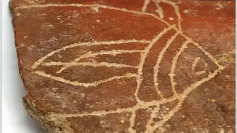 Kelaadi Graffitti Museum on Potsherd, displayed at the Kelaadi Museum in Tamil Nadu, India