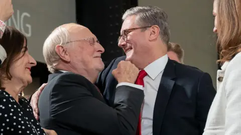 PA MEDIA Neil Kinnock and Keir Starmer celebrate after Labour's general election win
