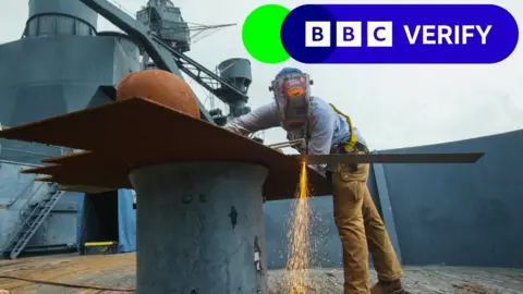 BBC A steelworker at work in Texas