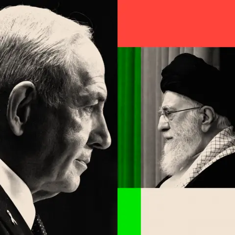 BBC A treated image of Benjamin Netanyahu and Ali Hosseini Khamenei