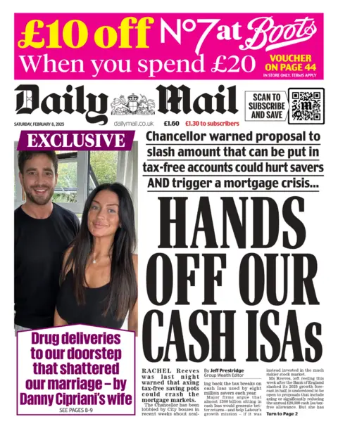 The front page of the Daily Mail newspaper