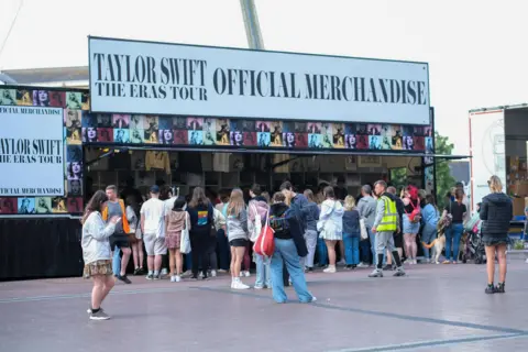 BBC Taylor Swift fans queuing outside Principality Stadium