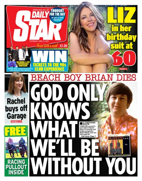 The headline on the front page of the Daily Star reads: "God only knows what we'll be without you".