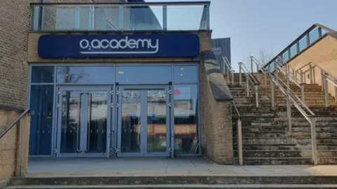 Glass doors and sign for O2 Academy 