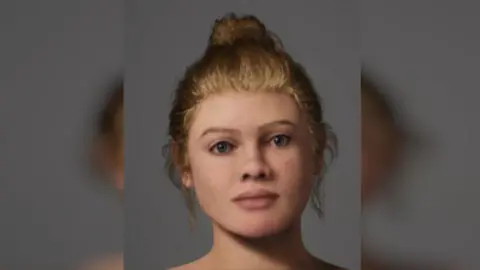 Face Lab/Liverpool John Moores University A woman with blonde hair, white skin and blue eyes. 