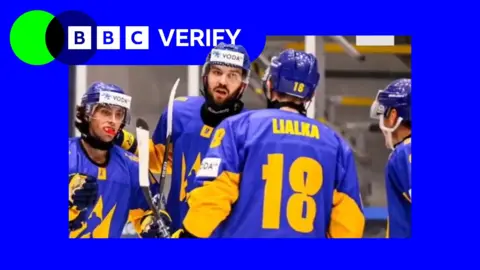 Team Ukraine ice hockey team during the 2026 Winter Olympics