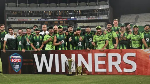 Pakistan with the ODI series trophy