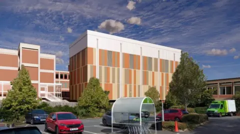An artist's impression of how the new building will look from the carpark in Waitrose