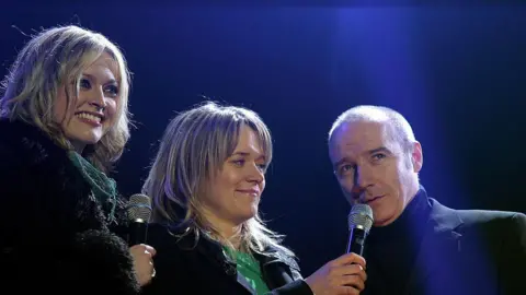 Getty Images Midge Ure, who co-organised Live Aid, made a guest appearance at Tsunami Relief Cardiff, pictures with presenters Edith Bowman and Fearne Cotton