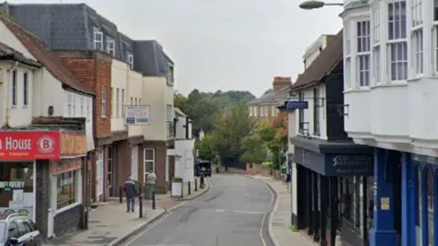 A Google Street image of a one-way road.