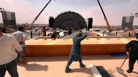 Migrant workers at a construction site near Riyadh, Saudi Arabia 