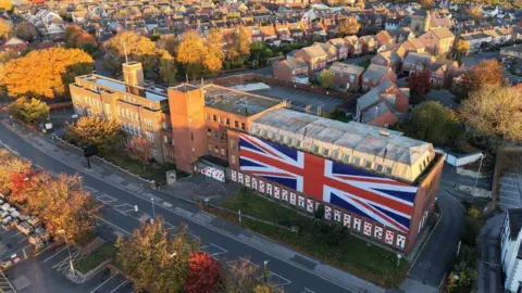 Sean Morgan A aerial drone image of the former North East Derbyshire District Council building in Saltergate, Chesterfield