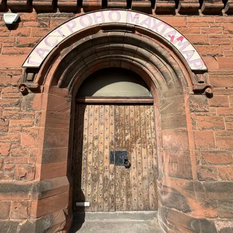 A general view of the door to the Armenian monastery.