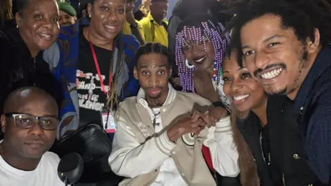 Lauren Hill, James Bascoe-Smith and his family at the 02 on Monday night 