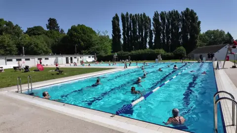 BBC Swimmers enjoying Abingdon's Abbey Meadows Outdoor Pool