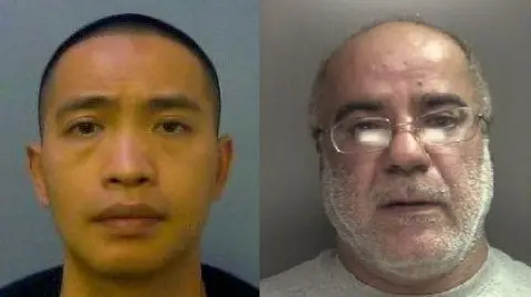 Police mugshots of two men, one in his thirties and one in his fifties.